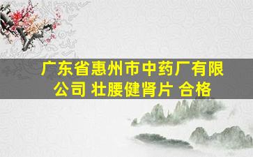 广东省惠州市中药厂有限公司 壮腰健肾片 合格